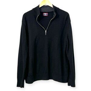 UNTUCKit Men’s XX-Large 100% Extrafine Merino Wool Quarter-Zip Sweater Black